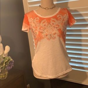 Sz XS Miss Me Top w/Sparkle Detail & Lace Back